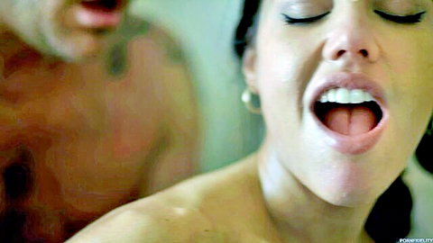 Latina woman in ecstasy during intense blowjob close-up