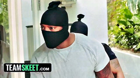 Eden Sin tied up by two masked bandits in home invasion scene