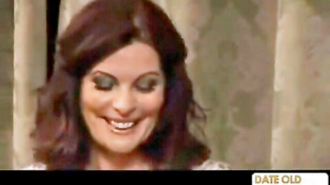 Seductive mature brunette MILF smiling, unsatisfied mother theme
