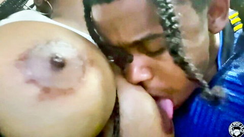 Lil D sucking Yum's large ebony tits in hot teaser clip