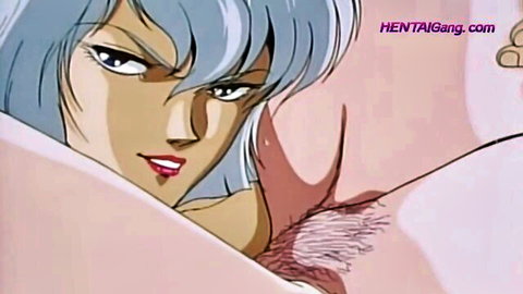 Blue-haired anime girl in intense oral sex scene from uncensored hentai video