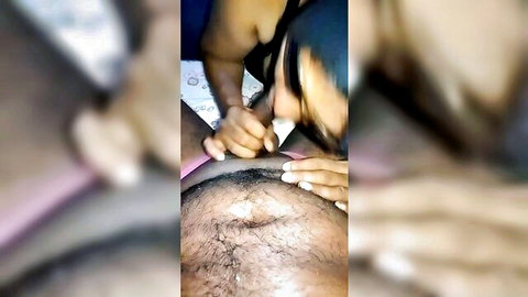 Stepsister inhaling deeply during intense oral on man with pubic hair