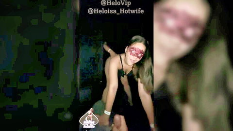 Heloisa Hotwife masked blowjob at glory hole for cuckold