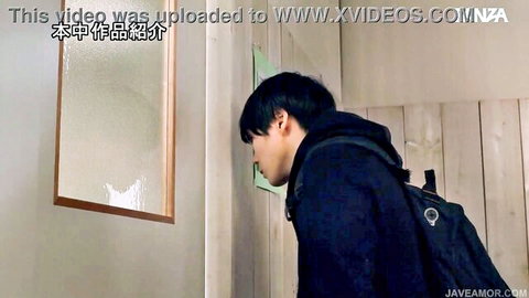 Daichi Ichikawa peeking at mirror in JAV scene with Mizuki Yayoi, asian voyeur tease