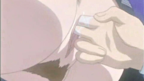 Anime hand grabbing exposed pussy close-up