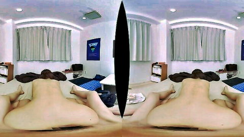Nude Asian teen bent over in VR, showing big ass and pussy