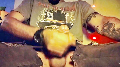 Bananaxxxboy POV Halloween solo masturbation with banana thru torn cut-offs