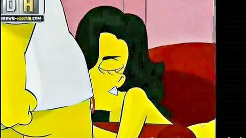 Marge Simpson seduced in Simpsons cartoon threesome porn with Homer
