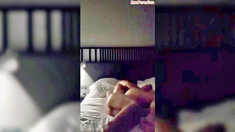 Nude woman showing explicit creampie close-up in bed