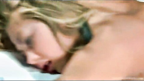 Blonde in black collar, topless ecstasy during BDSM anal play