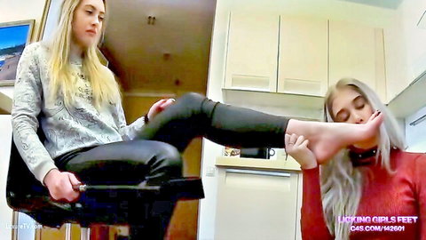 Kristine Hayworth in lesbian slave foot licking scene