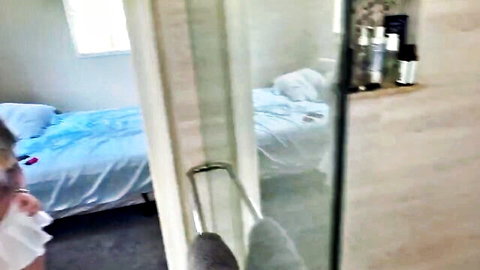 Blonde Kira Fox in towel tease after shower, step sister prank fantasy