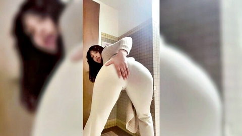 Hawt secretary bends over teasing big ass in tight white pants