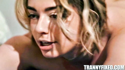 Sophia Burns close-up seductive gaze in HD lesbian scene with Zariah Aura
