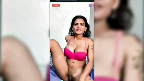 Resmi Nair live nude, Indian beauty in pink bra spreading legs