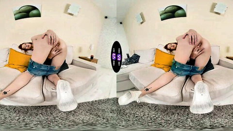 Redhead Cherry Candle masturbates solo in VR split view