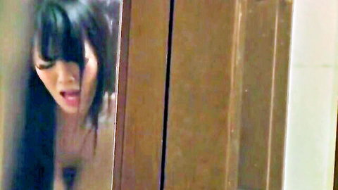 Asian stepsister with massive tits peeking seductively through door