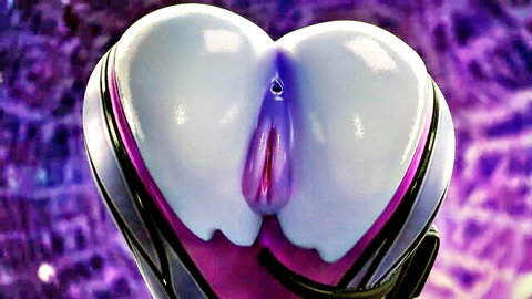 Shiny oiled white ass cheeks spread wide revealing pink pussy closeup