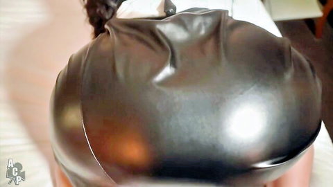 Phat butt BBW MILF bent over showing huge ass in tight leather pants