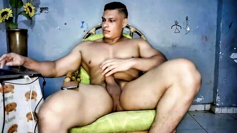 Za7iro muscular Asian gay nude on Chaturbate, buff body stroking cock