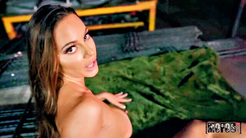 Abigail Mac topless seductive pose, gorgeous MILF brunette
