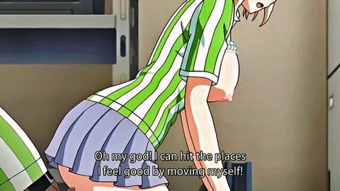 Hentai schoolgirl with big tits bends over exposing bare pussy and ass shaking hips in ecstasy