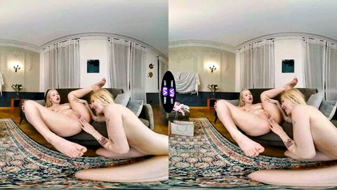 Sara Bork and Stacy Fort in hot VR lesbian facesitting