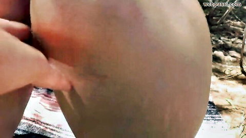 Molly Pills anal virgin fucked on public beach, hot outdoor creampie