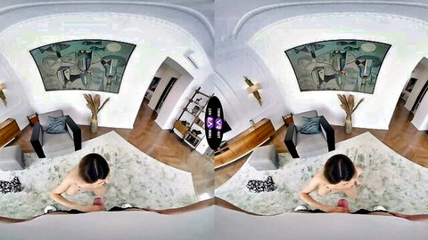 Topless Asian beauty masturbates in immersive VR experience