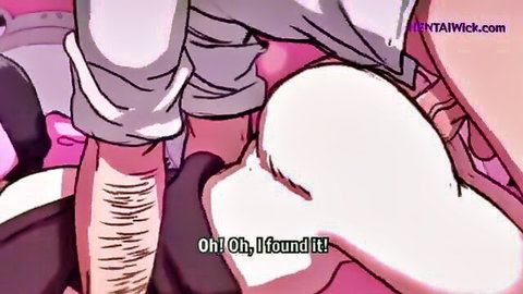 Hentai anime girl with white hair finds cock in raunchy night scene