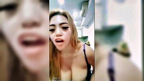 Icha Ayu Indonesian big boobs close-up tease in purple bra
