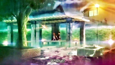 Intimate couple by misty tub in Chichiiro Toiki Episode 2 animated scene