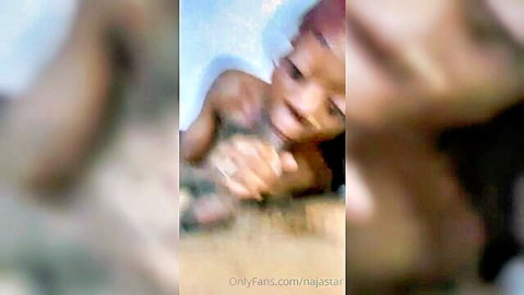 Blurry ebony woman giving head to man in amateur OnlyFans video