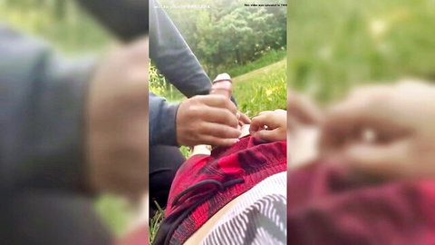 College twink giving outdoor blowjob with pants down