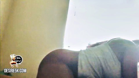 Ebony wife in tight white tank top, curvaceous ass view in homemade video
