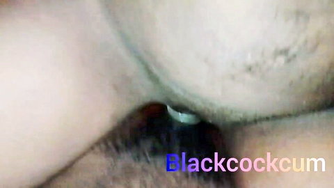 Close-up of erect black cock with cum dripping, intense POV shot
