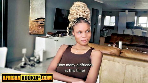 Curvy ebony teen with big tits and blonde afro in tank top, African hookup tease