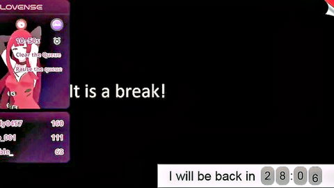Lovense app break screen with quest countdown and timer display