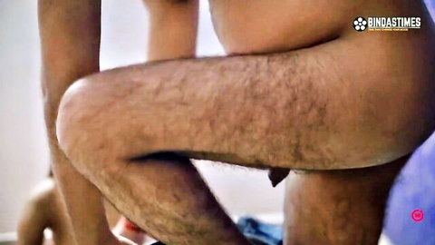 Hairy Indian yoga teacher exposing genitals in pose with milf student