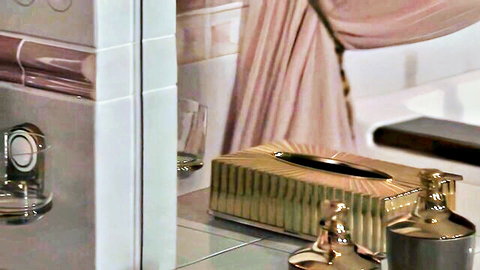 Linda Brown sexy MILF posing in luxurious bathroom
