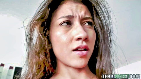 Mariana Lopez topless with surprised expression in Oye Loca adult video