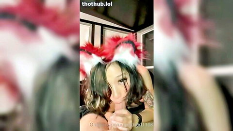 GoodGirl1108 as Bunny Buggs in seductive bunny ears pose for blowjob video