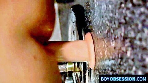 Silas Gray's long erect cock in steamy shower solo tease
