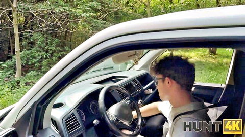 Busty blonde Era Queen teases in car with driver, HUNT4K adventure