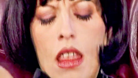 Close-up of ecstatic German amateur woman in fetish gangbang orgy