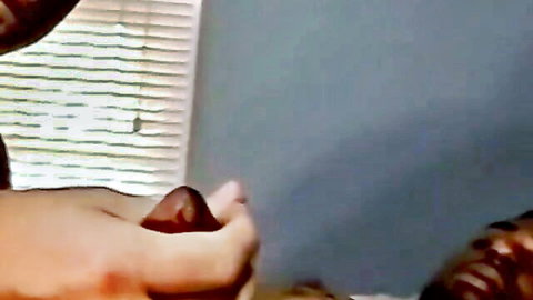 Amateur black guy handjob solo with white man kissing him