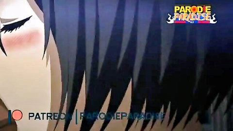 Mikasa Ackerman anime girl blushing close-up, lesbian parody tease