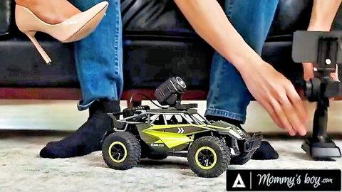 Richelle Ryan stepmom legs in jeans high heels RC car peeking tease