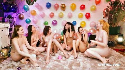 Luna Truelove and nude girlfriends play truth or dare leading to lesbian orgy