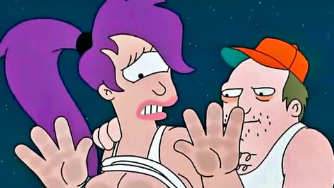 Futurama Leela shocked by Hermes nose picking in tense encounter